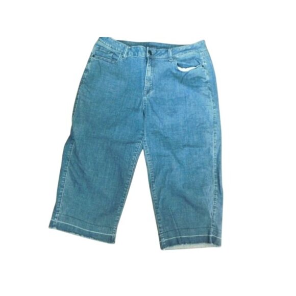 Lane Bryant Size 18 Plus Size Cropped Raw Hem Wide Leg Denim Jeans - Picture 2 of 4